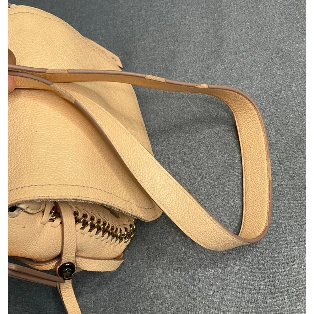 COACH DAKOTAH Apricot Leather Small Whipstitched Flap Saddle Crossbody 34397